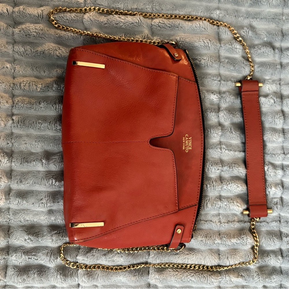 Vince Camuto Burnt Orange Leather Crossbody Bag